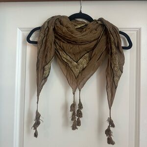 Chan Luu olive scarf with tassels